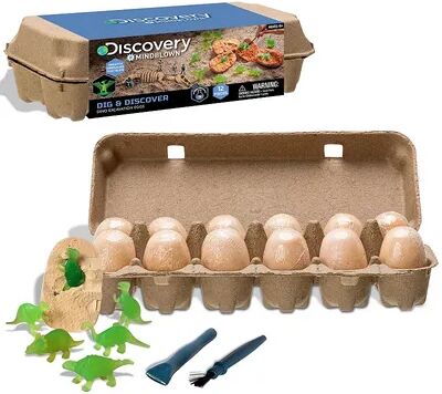 Discovery Mindblown 12-Piece Toy Dinosaur Excavation Eggs STEM Learning Set, Multicolor