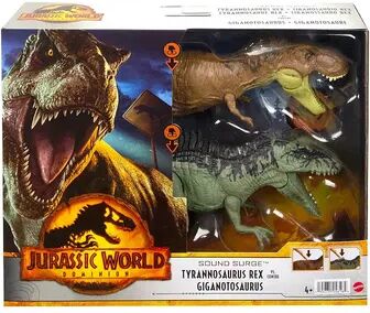 Mattel Jurassic World Sound Surge Tyrannosaurus Rex Vs. Giant Dino, Multicolor