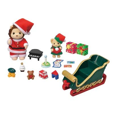 Calico Critters Mr. Lion's Winter Sleigh, Limited Edition Seasonal Holiday Set with 2 Collectible Doll Figures & Accessories, Multicolor