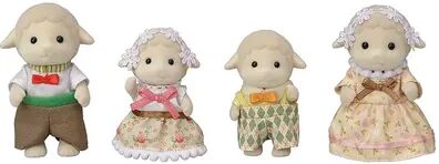 Calico Critters Calico Critter Sheep Family Set of 4 Collectible Doll Figures, Multicolor