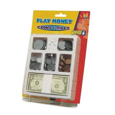 Educational Insights Play Money Coins & Bills, Multicolor