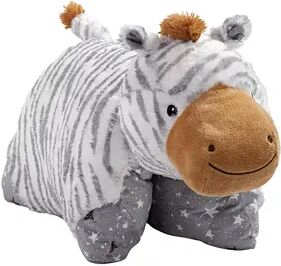 Pillow Pets Naturally Comfy Zebra Stuffed Animal Toy, Grey, Large