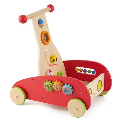 Hape Baby Push and Pull Wonder Balance Walker Wooden Cart Toy with Gears & Knobs, Multicolor