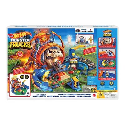Mattel Hot Wheels Monster Trucks T. Rex Volcano Arena Track Playset, Multicolor