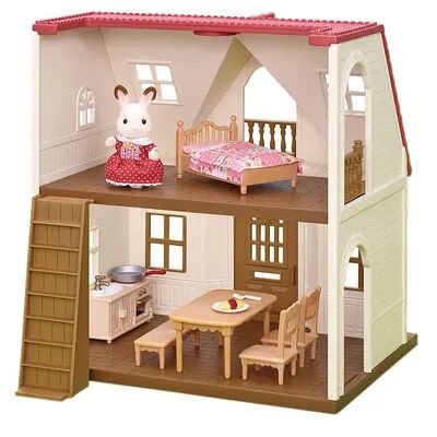 Calico Critters Red Roof Cozy Cottage Dollhouse Playset with Figure Furniture and Accessories, Multicolor