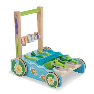 Melissa & Doug First Play Chomp & Clack Alligator Wooden Push Toy / Activity Walker, Multicolor