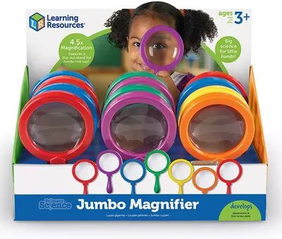 Learning Resources Primary Science Jumbo Magnifiers, Set of 12 in Display (without stand), Multicolor