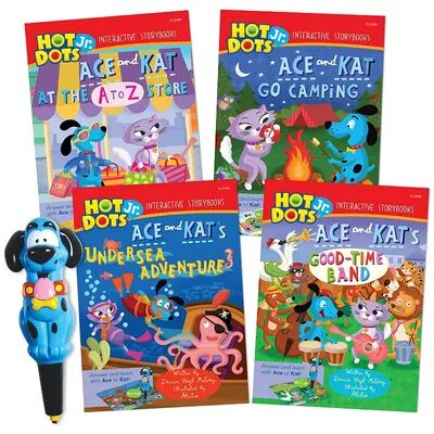 Educational Insights Hot Dots Jr. Interactive Storybooks 4-Book Set with Ace Pen, Multicolor