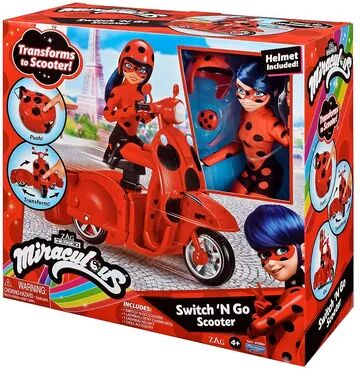 Playmates Switch N Go Scooter with Exclusive Ladybug Fashion Doll, Multicolor