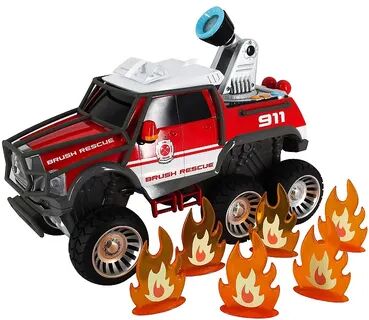 Maxx Action Fire Rescue Off Road Brush Firetruck with Lights, Sounds, Motorized Drive and Shooting Water, Multicolor