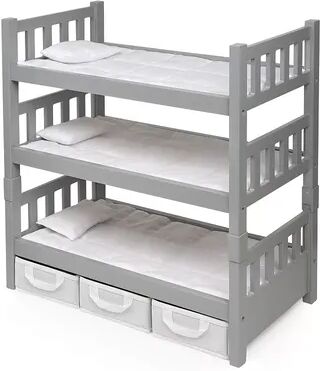 Badger Basket 1-2-3 Convertible Doll Bunk Bed with Storage Baskets, Grey