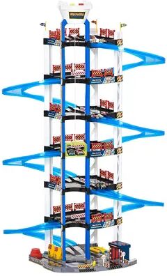 Qaba 7 Level Car Parking Garage Toy Dual Race Tracks Car Ramp Set Toddler Car Games 102 PCS w/ Electric Elevator Wash Gas Ejector and Car Repair