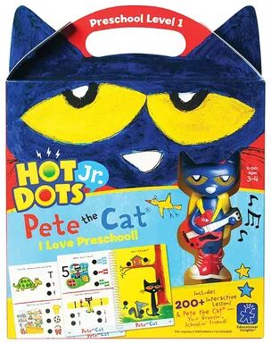 Educational Insights Hot Dots Jr. Pete the Cat Preschool Level 1 Activity Book & Talking Pen Set, Multicolor