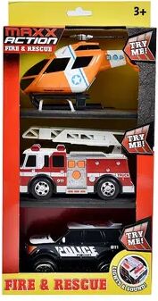 Sunny Days Entertainment Maxx Action 3-Pack Fire & Rescue Die-Cast Vehicle Set, Multicolor