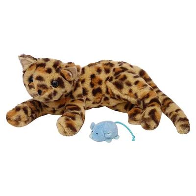 Manhattan Toy Loki Leopard Stuffed Animal Cat with Magnetic Mouse Toy, Multicolor