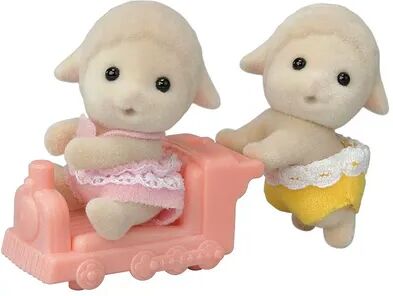 Calico Critters Sheep Twins Set of 2 Collectible Doll Figures with Vehicle Accessory, Multicolor