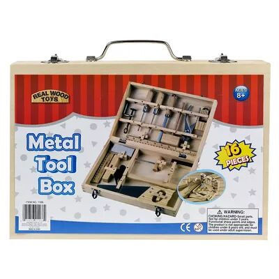 Homeware 16-Piece Metal Tool Kit with Wood Box, Multicolor