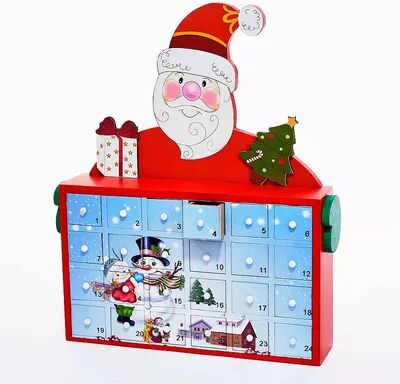 Kurt Adler Santa Advent Calendar Christmas Table Decor, Multicolor