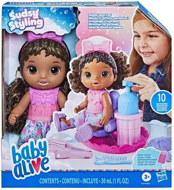 Baby Alive Sudsy Styling Doll, Black Hair, Multicolor