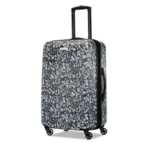 American Tourister Burst Max Printed Hardside Spinner Luggage, Black Daisies, 24 INCH