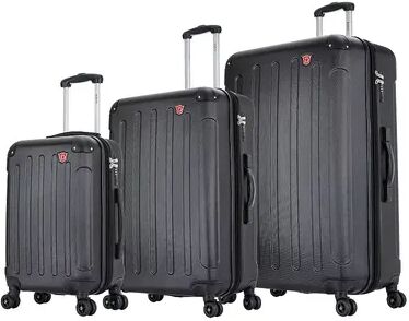 Dukap Intely 3-Piece Hardside Spinner Luggage Set, Black