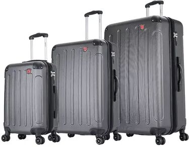 Dukap Intely 3-Piece Hardside Spinner Luggage Set, Grey