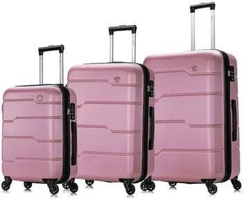 Dukap Rodez 3-Piece Hardside Spinner Luggage Set, Pink