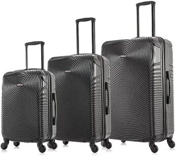 Dukap Inception 3-Piece Hardside Spinner Luggage Set, Black, 3 Pc Set