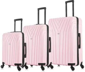 InUSA Vasty 3-Piece Hardside Spinner Luggage Set, Pink, 3 Pc Set