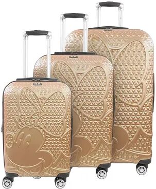 ful Disney's Minnie Mouse Textured 3-Piece Hardside Spinner Luggage Set, Lt Beige, 3 Pc Set