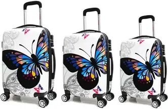 InUSA Prints 3-Piece Hardside Spinner Luggage Set, Multicolor, 3 Pc Set