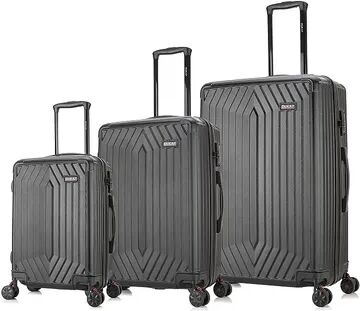 Dukap Stratos 3-Piece Hardside Spinner Luggage Set, Black, 3 Pc Set