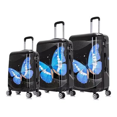 InUSA Prints 3-Piece Hardside Spinner Luggage Set, Multicolor, 3 Pc Set