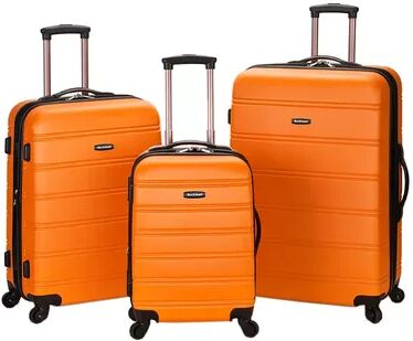 Rockland Melbourne 3-Piece Hardside Spinner Luggage Set, Orange, 3 Pc Set