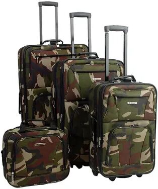 Rockland 4-Piece Wheeled Luggage Set, Brown, 4 PC SET