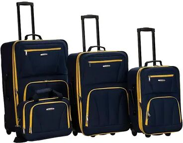 Rockland 4-Piece Wheeled Luggage Set, Blue, 4 PC SET