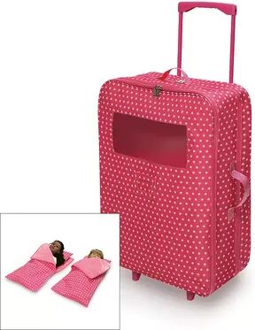 Badger Basket Double Doll Suitcase and Sleeping Bag Set, Pink