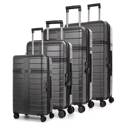 Bugatti Hamburg Hard Side 3-Piece Luggage Set, Grey, 3 Pc Set