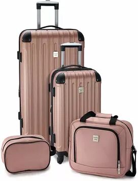 Geoffrey Beene Colorado 4-Piece Hardside Spinner Luggage Set, Light Pink, 26 INCH