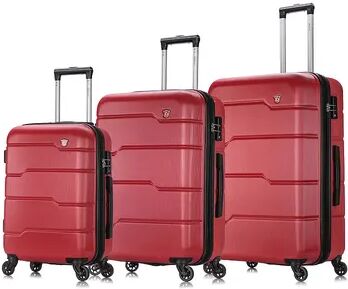 Dukap Rodez 3-Piece Hardside Spinner Luggage Set, Red