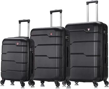 Dukap Rodez 3-Piece Hardside Spinner Luggage Set, Black