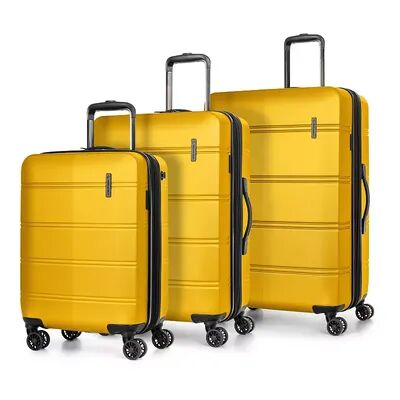 Swiss Mobility LAX Hardside 3-Piece Spinner Luggage Set, Yellow, 3 Pc Set