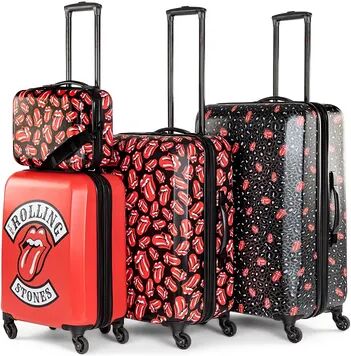 The Rolling Stones Collection 4-Piece Hardside Spinner Luggage Set, Multicolor, 4 PC SET