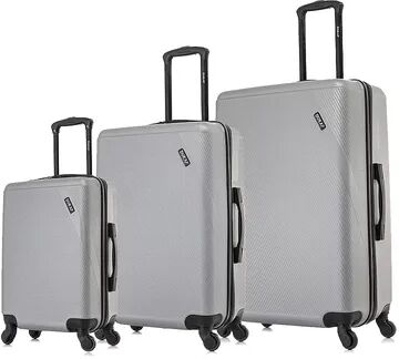 Dukap Discovery 3-Piece Hardside Spinner Luggage Set, Silver, 3 Pc Set