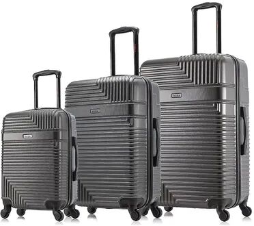 InUSA Resilience 3-Piece Hardside Spinner Luggage Set, Grey, 3 Pc Set