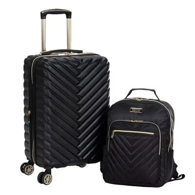 Kenneth Cole Reaction Madison 2-Piece 20-Inch Hardside Spinner Luggage and Backpack Set, Black, 2 Pc Set