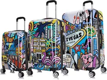 InUSA Prints Cities 3-Piece Hardside Spinner Luggage Set, Multicolor, 3 Pc Set