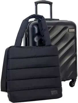 Geoffrey Beene 2-Piece 20-Inch Carry-On Hardside Luggage and Tote Bag Set, Black, CARRY ON