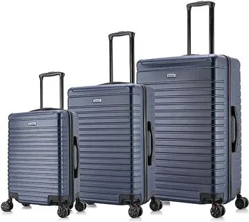 InUSA Deep 3-Piece Hardside Spinner Luggage Set, Blue, 3 Pc Set