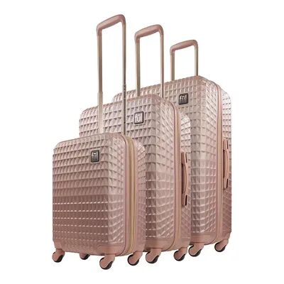 ful Geo 3-Piece Hardside Spinner Luggage Set, Pink, 3 Pc Set
